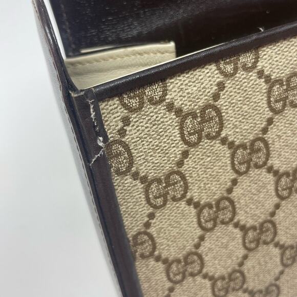 Gucci Vintage GG Monogram Supreme Blondie Top Handle Bag PVC Leather Beige Brown - Picture 14 of 17